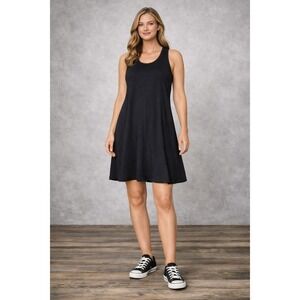 NATION LTD New Jet Black Sleeveless SMALL Swing Dress Cotton Blend Casual Womens